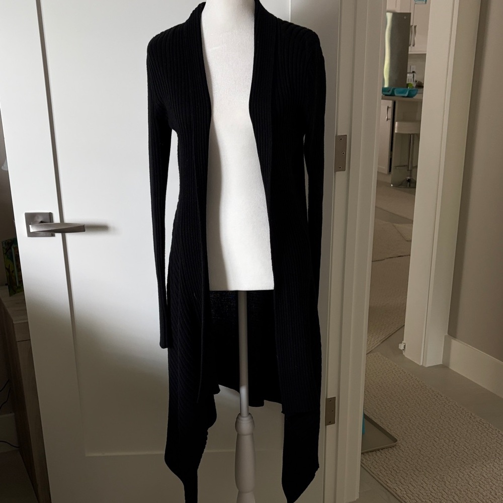 CAbi Black Ribbed Open Cardigan